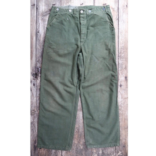 Vintage 1940s 50s Swedish military workwear trousers - utility chore pants - buckle back - 34” x 30”