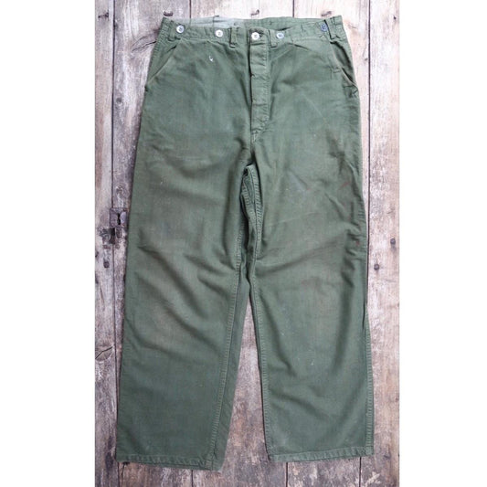 Vintage 1940s 50s Swedish military workwear trousers - utility chore pants - buckle back - 34” x 30”