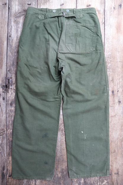 Vintage 1940s 50s Swedish military workwear trousers - utility chore pants - buckle back - 34” x 30”