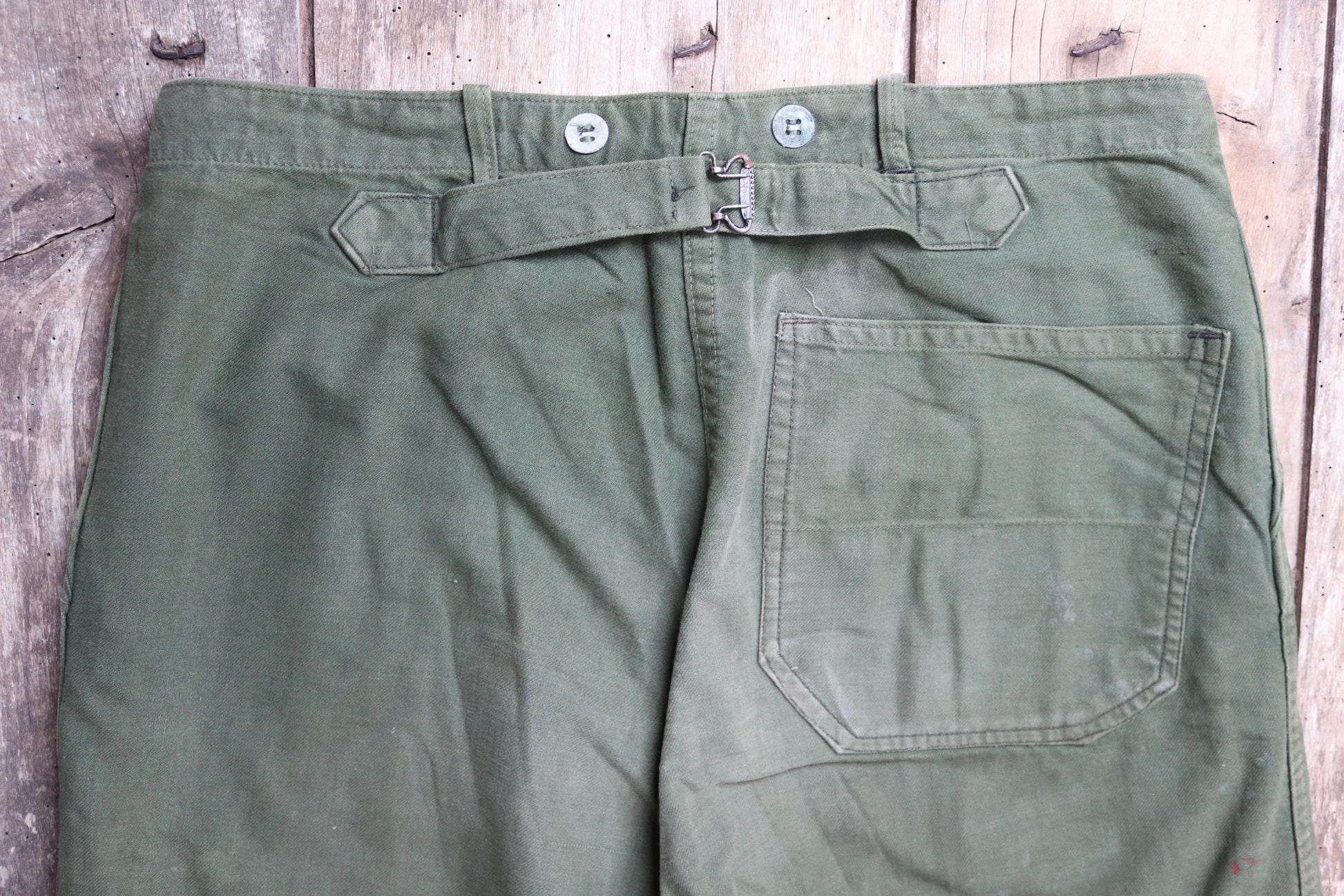 Vintage 1940s 50s Swedish military workwear trousers - utility chore pants - buckle back - 34” x 30”
