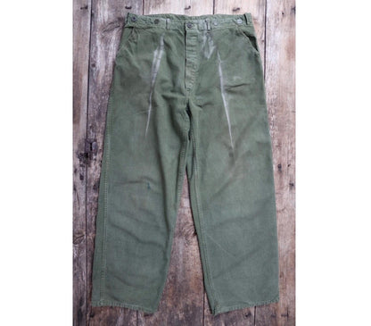 Vintage 1940s 1950s Swedish military workwear trousers - cotton twill utility pants - buckle back - 34” x 29”