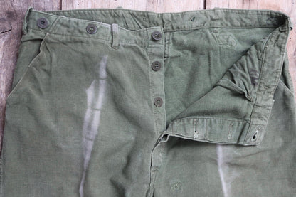 Vintage 1940s 1950s Swedish military workwear trousers - cotton twill utility pants - buckle back - 34” x 29”