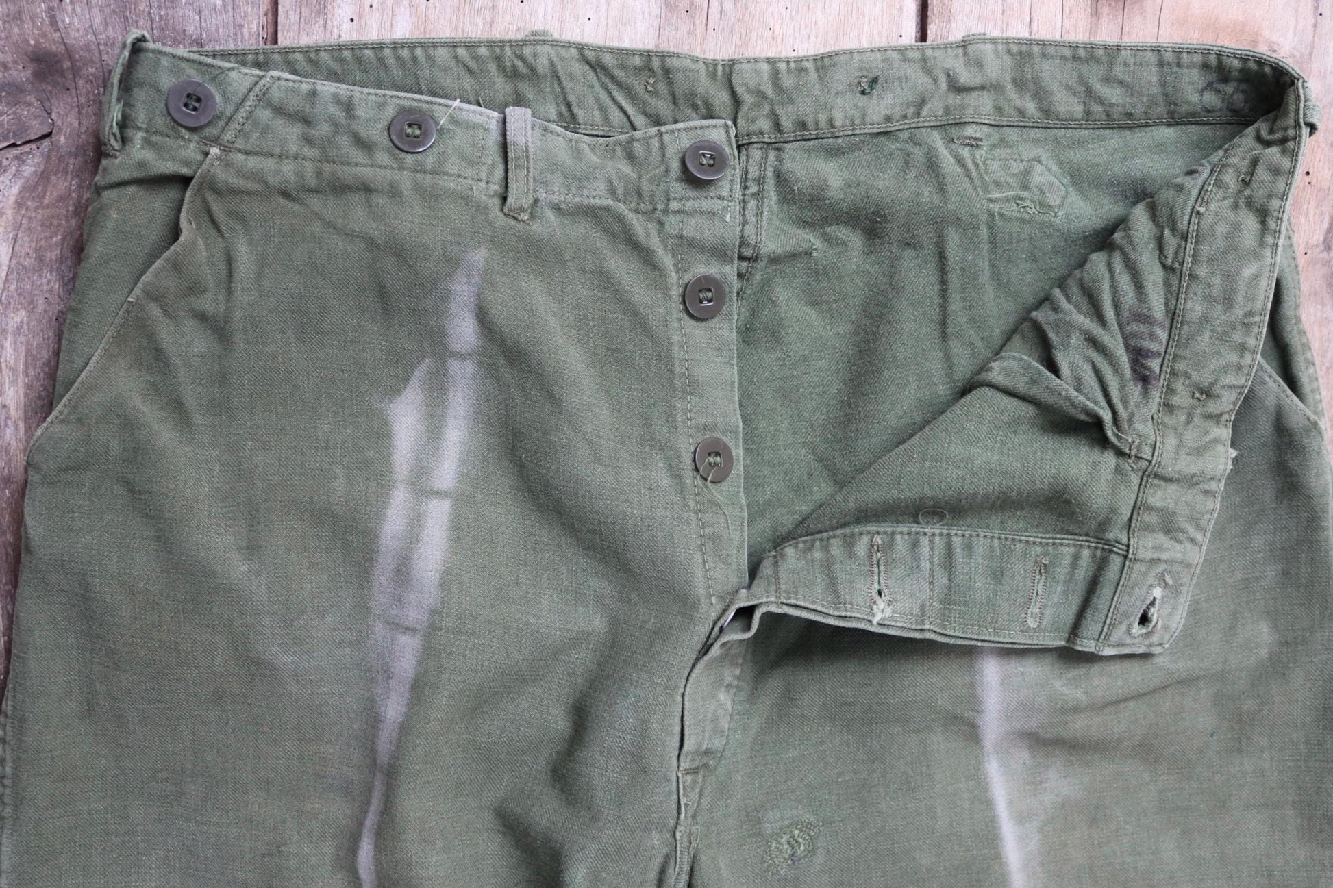 Vintage 1940s 1950s Swedish military workwear trousers - cotton twill utility pants - buckle back - 34” x 29”