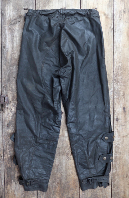 Vintage 1950s Barbour International Suit trousers - waxed cotton - 30" x 27" - Newey press studs - for motorcycle riding - dispatch rider