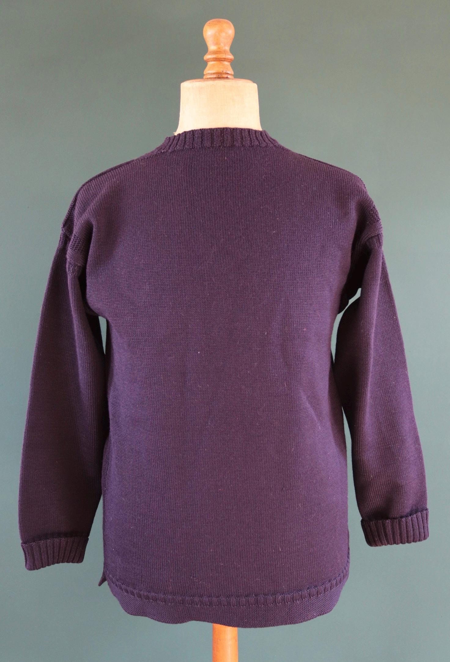 Vintage wool Guernsey jumper - fisherman workwear - Breton sweater - 41” chest