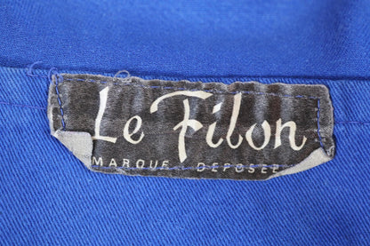 Vintage 1970s French long chore coat - workwear jacket - 49” chest - bleu de travail - cotton twill overalls - back belt