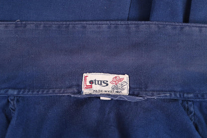 Vintage 1970s French blue workwear jacket - sun faded cotton twill - 46” chest - bleu de travail