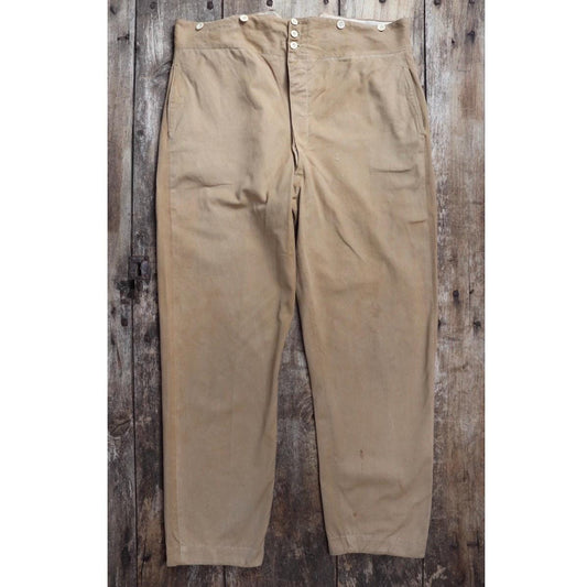 Vintage 1900s 10s French officers trousers - antique military pants - 39” x 30” - buckle back - bone buttons
