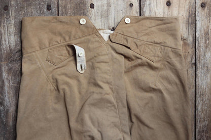 Vintage 1900s 10s French cotton trousers - antique military pants - 38” x 30” - fishtail v notch - buckle back