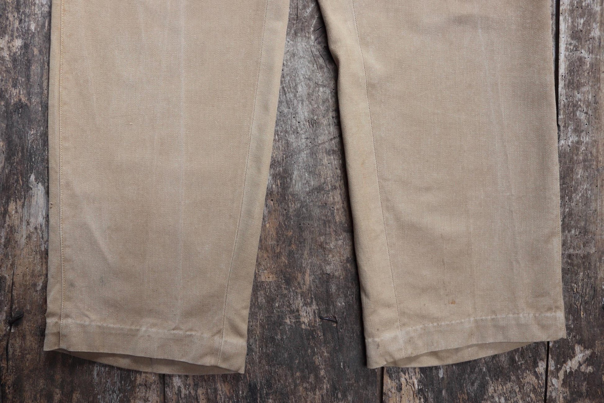 Vintage 1900s 10s French cotton trousers - antique military pants - 38” x 30” - fishtail v notch - buckle back