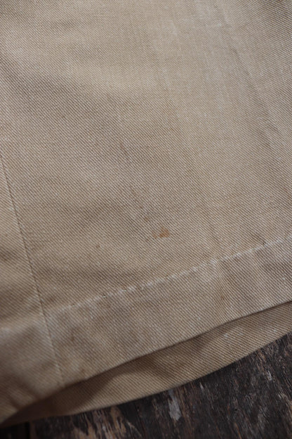 Vintage 1900s 10s French cotton trousers - antique military pants - 38” x 30” - fishtail v notch - buckle back
