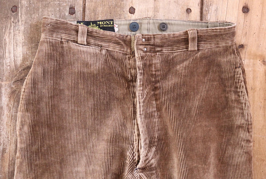 Vintage 1940s French workwear trousers - brown corduroy chore pants - Le Mont St Michel - 31” x 27”