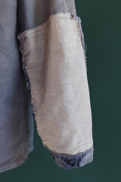 Vintage French blue moleskin jacket - Le Laboureur - 1960s chore coat - distressed condition workwear - 42” chest - faded bleu de travail