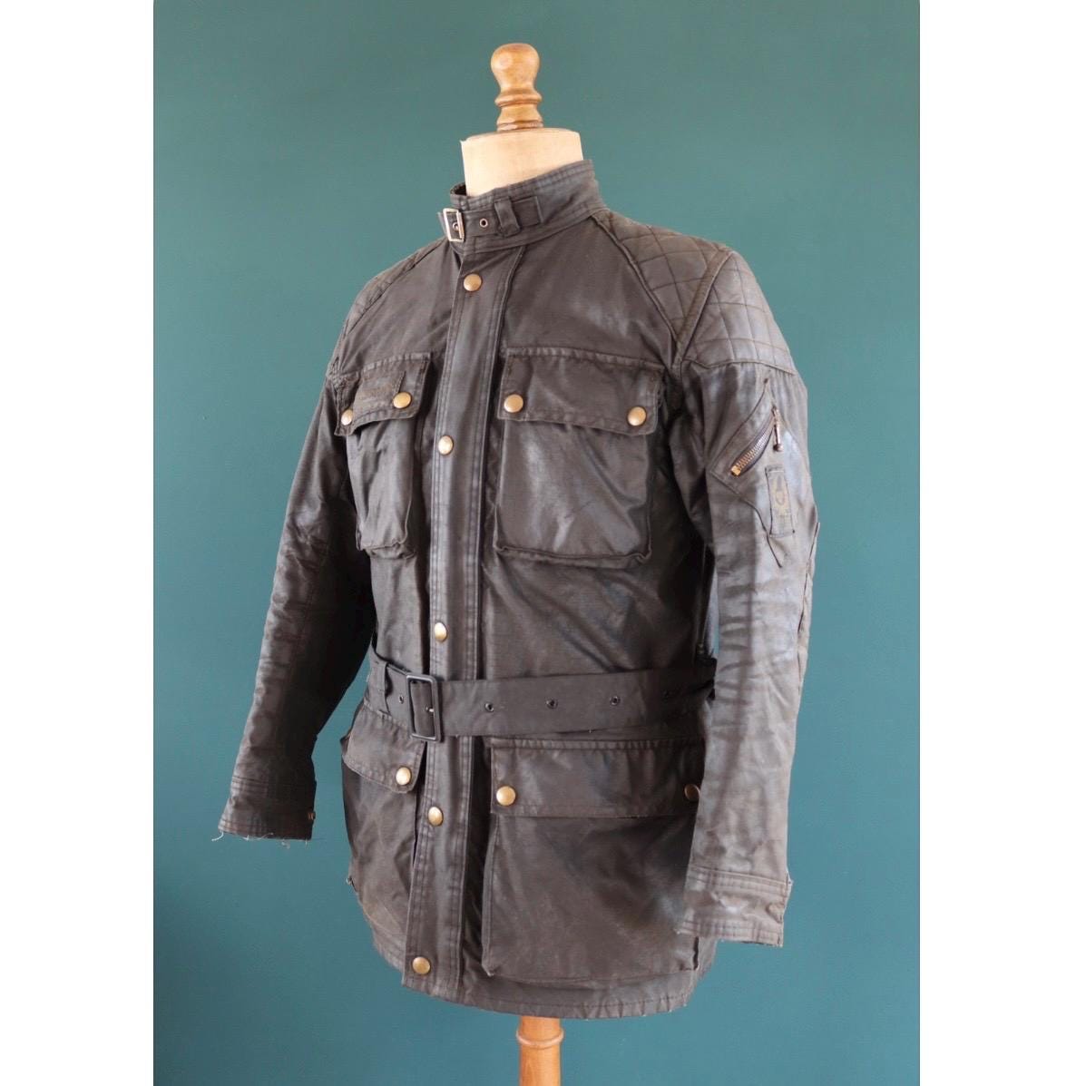 Vintage 1980s Belstaff Tourmaster trophy jacket - waxed cotton - motorcycle trial bike racing - 42" chest