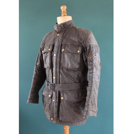 Vintage 1980s Belstaff Tourmaster trophy jacket - waxed cotton - motorcycle trial bike racing - 42" chest