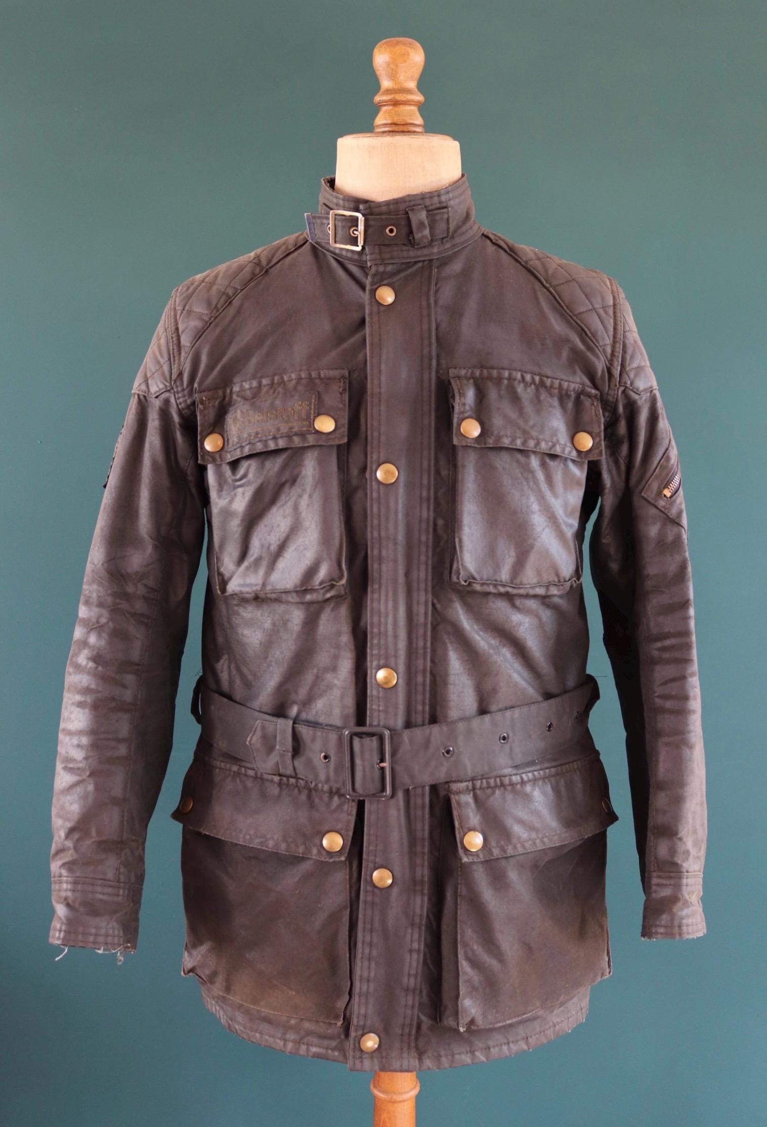 Vintage 1980s Belstaff Tourmaster trophy jacket - waxed cotton - motorcycle trial bike racing - 42" chest