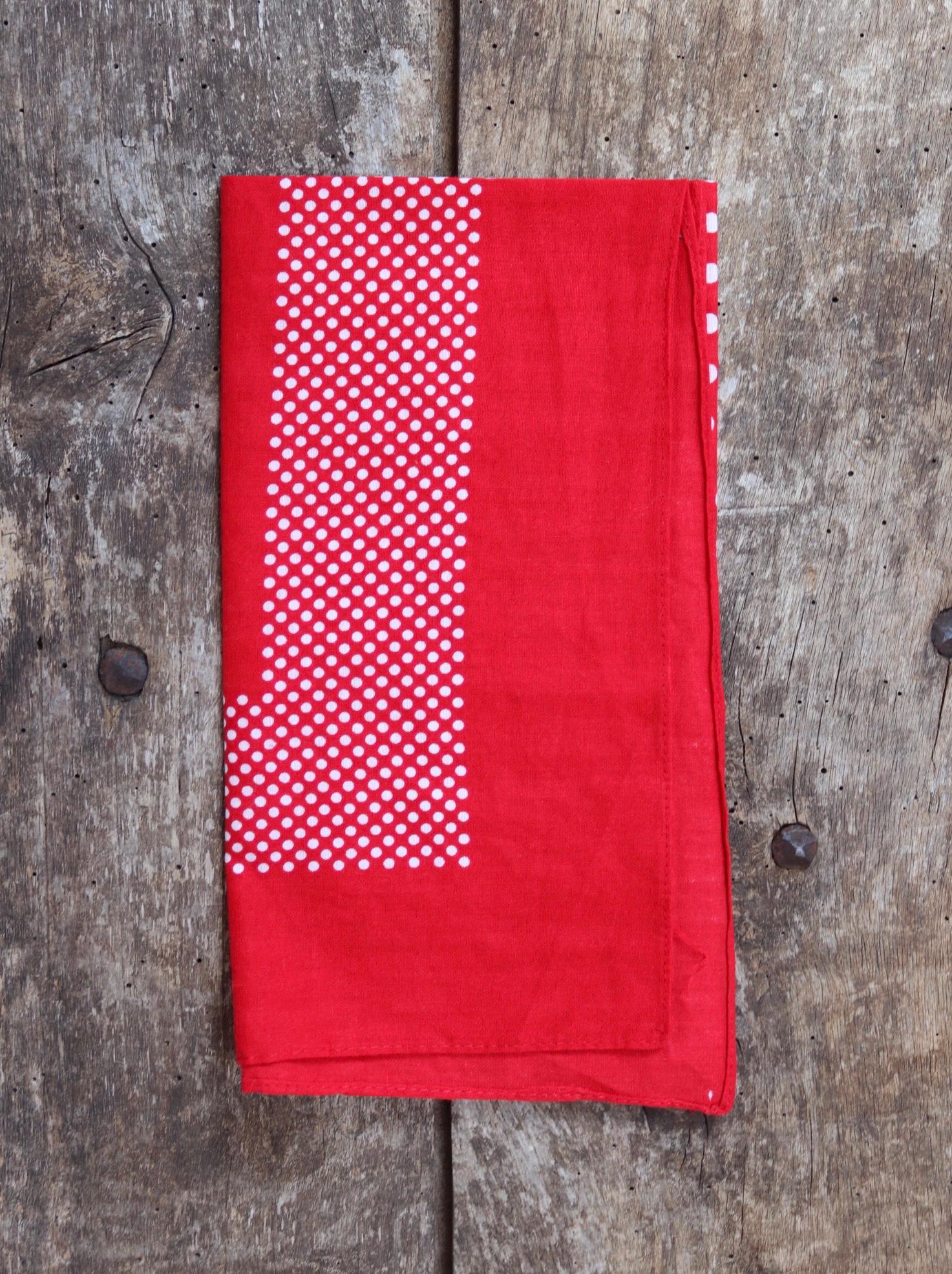 Vintage red spotted bandana - spotty hanky - pocket square - workwear neckerchief