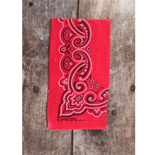Vintage red workwear bandana - pocket square - western neckerchief