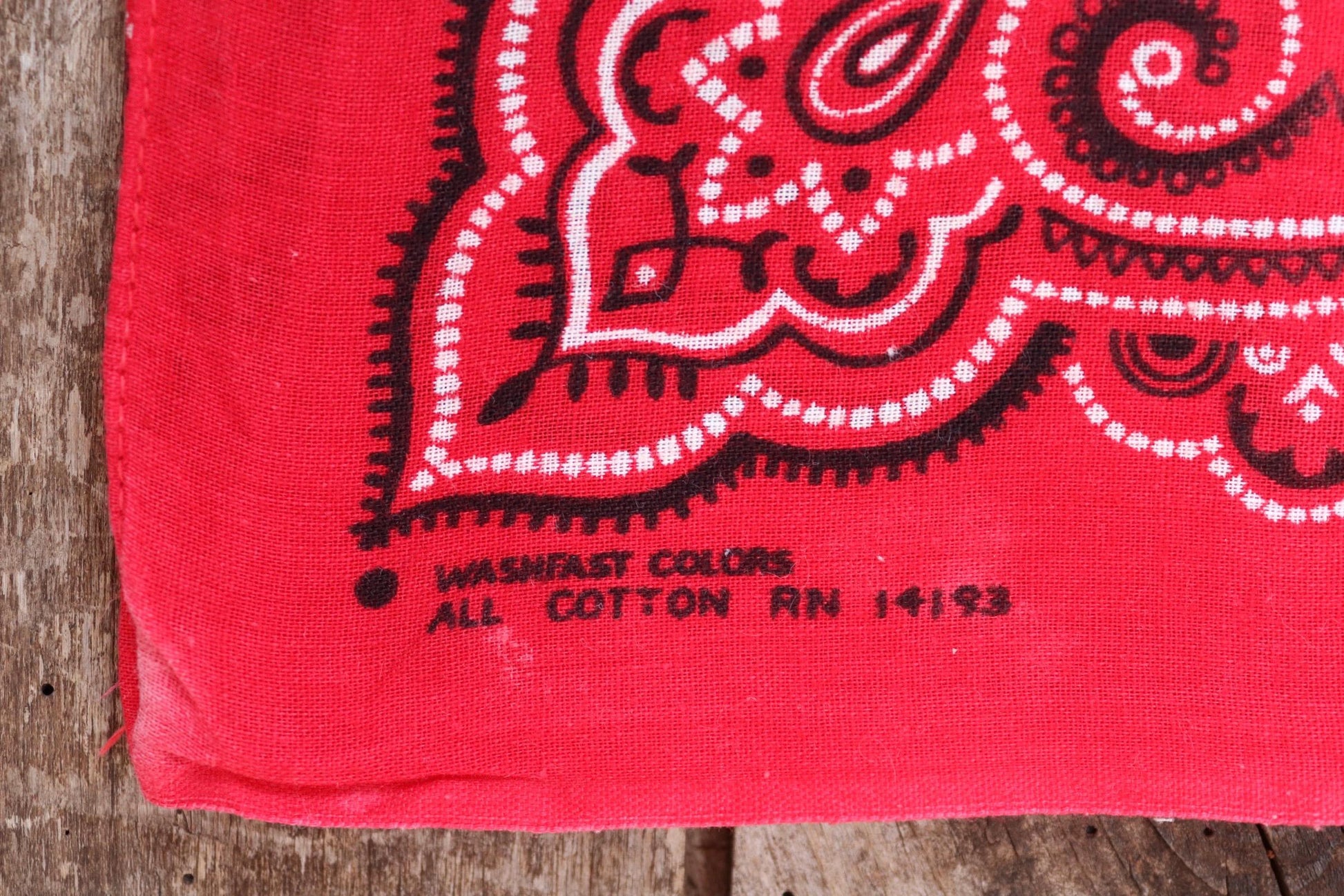 Vintage red workwear bandana - pocket square - western neckerchief
