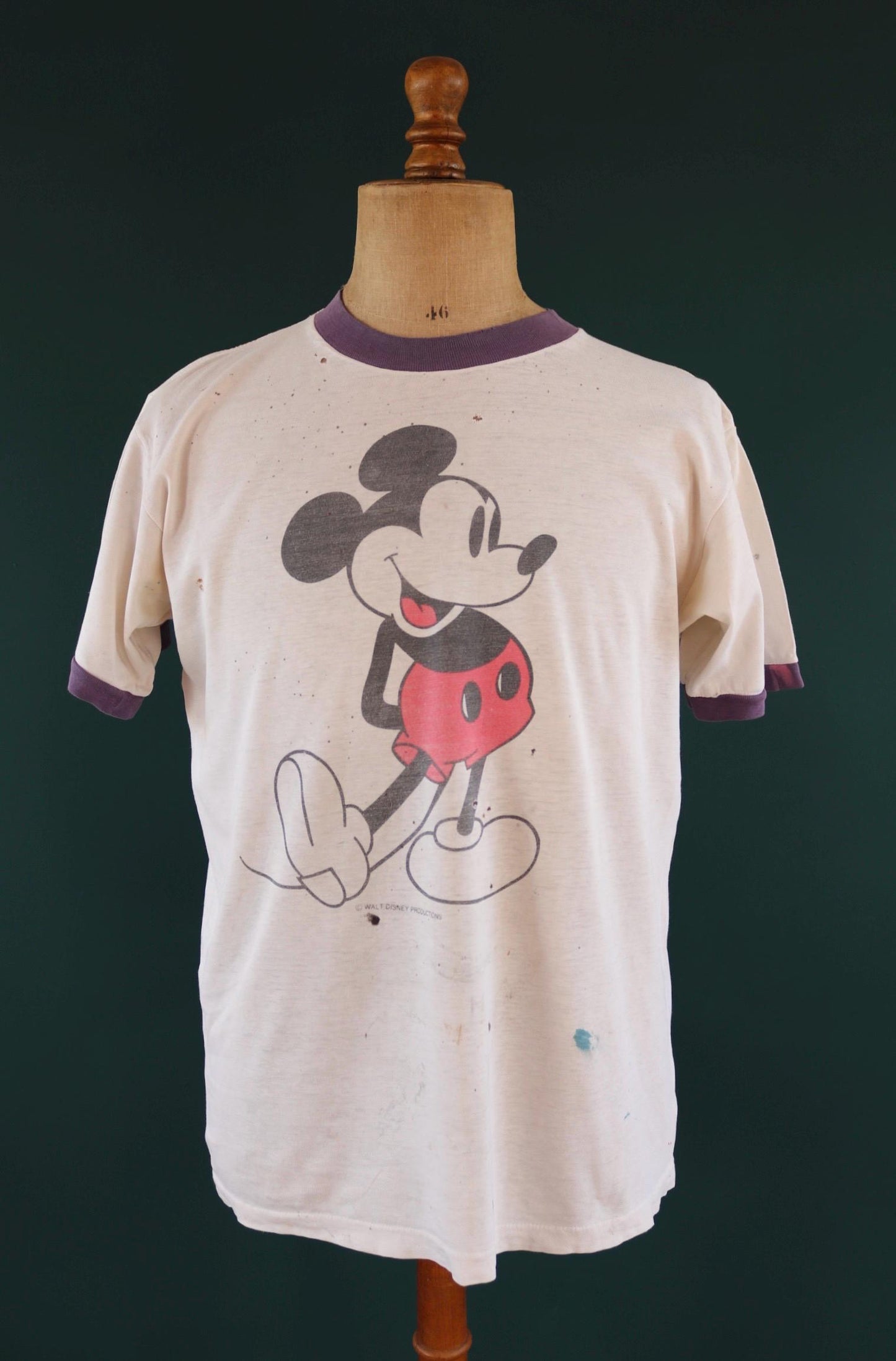 Vintage 1980s thrashed Mickey t shirt - 43” chest - distressed