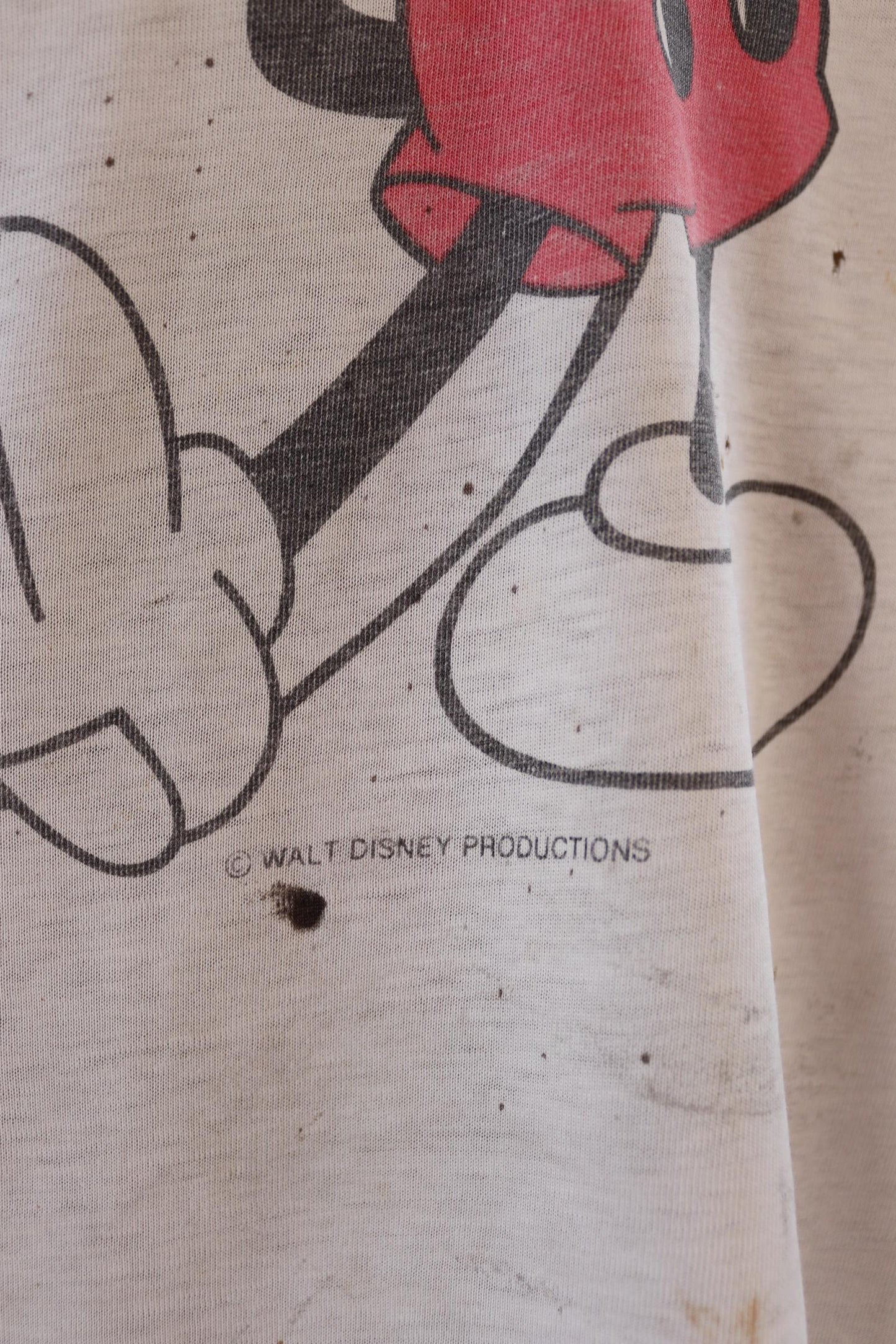 Vintage 1980s thrashed Mickey t shirt - 43” chest - distressed