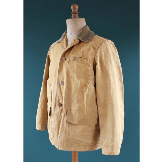Vintage 1960s LL Bean workwear jacket - canvas hunting coat - Talon zipper - script label - 45” chest