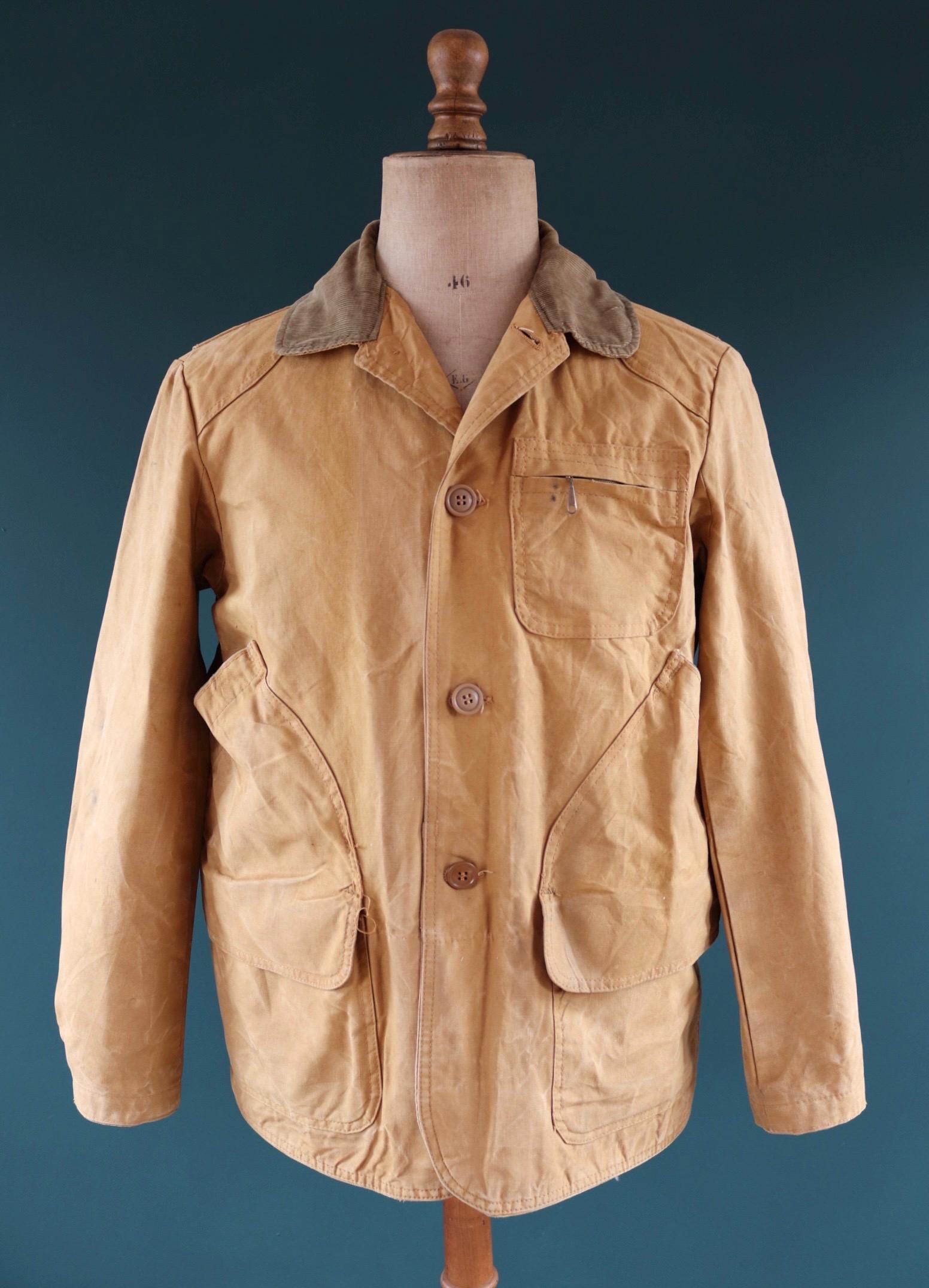 Vintage 1960s LL Bean workwear jacket - canvas hunting coat - Talon zipper - script label - 45” chest