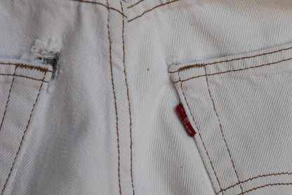 Vintage 1990s white denim Levis 501 jeans - Levi Strauss red tab - small e - 27” x 30”