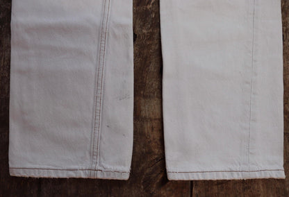 Vintage 1990s white denim Levis 501 jeans - Levi Strauss red tab - small e - 27” x 30”