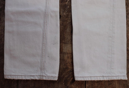 Vintage 1990s white denim Levis 501 jeans - Levi Strauss red tab - small e - 27” x 30”