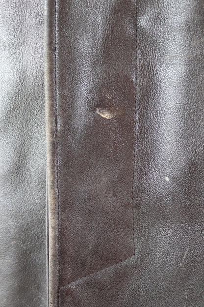 Vintage 1960s 70s French black leather jacket - Le Corbusier style - firefighter workwear - 43” chest