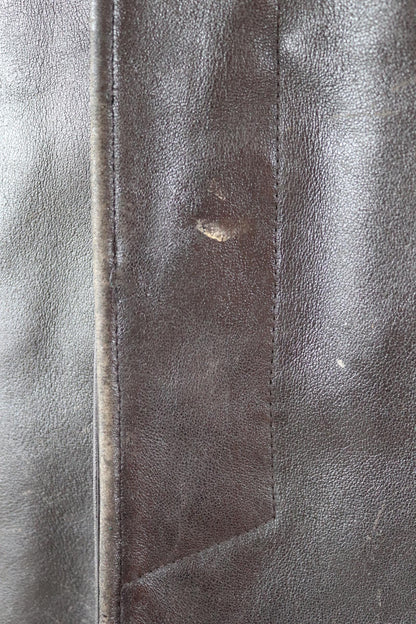 Vintage 1960s 70s French black leather jacket - Le Corbusier style - firefighter workwear - 43” chest
