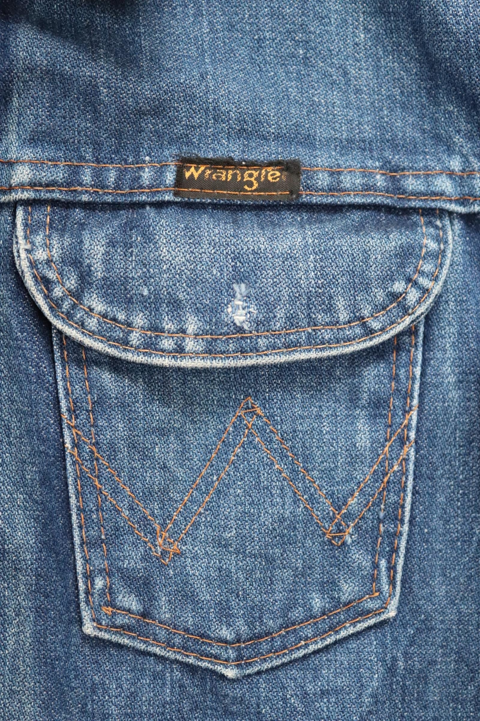 Vintage 1980s Wrangler trucker jacket - 36" chest - denim workwear - whisker fade