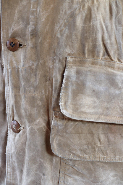 Vintage 1940s duck cotton hunting jacket - American workwear - tin cloth - 48” chest - Red Head