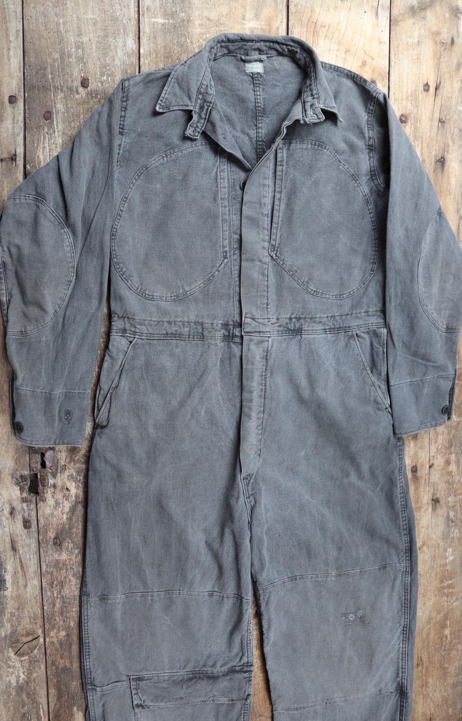 Vintage 1950s Swedish workwear coveralls - black cotton overalls - military tank crew mechanic - 46” x 38” x 29”