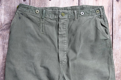 Vintage 1940s 50s workwear trousers - Swedish military utility pants - buckle back cotton twill - 35” x 32”