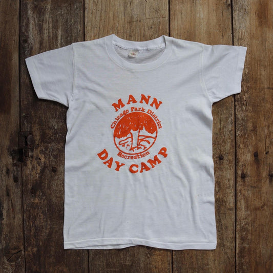 Vintage 1970s 80s camp t shirt - Fruit of the Loom white tee - 34” chest