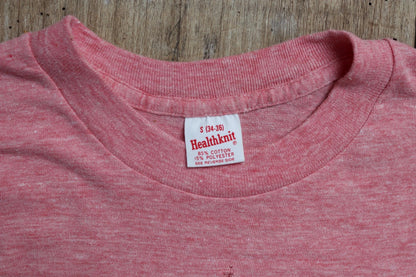 Vintage 1970s 80s pink marl t shirt - womens rights - feminist activism - 30” chest