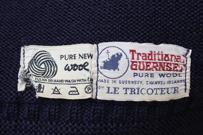 Vintage wool Guernsey jumper - fisherman workwear - Breton sweater - 41” chest
