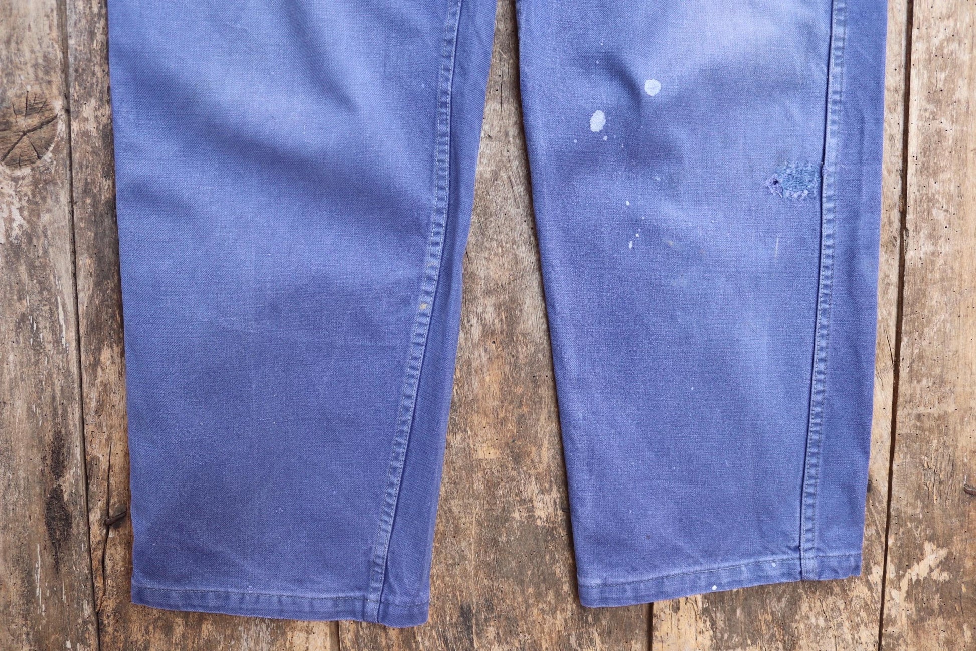 Vintage French workwear trousers - blue cotton twill pants - 1960s chore - 35” x 29”