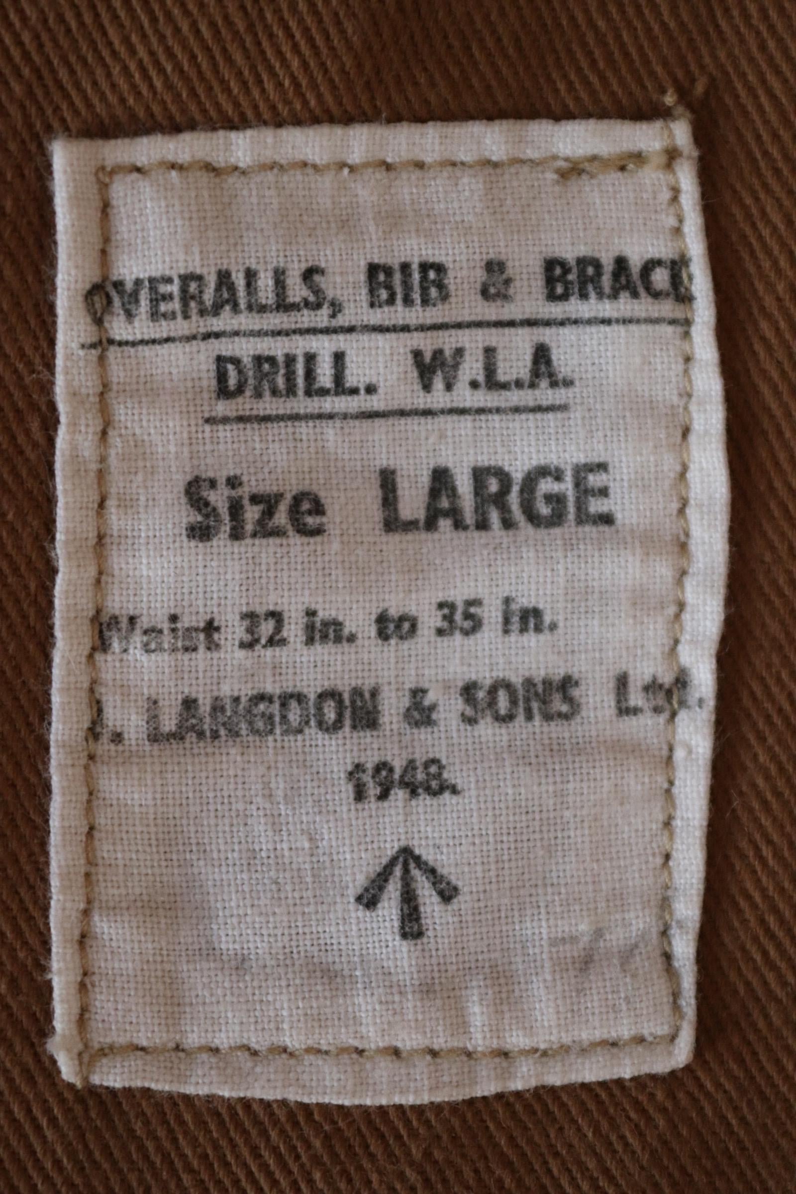 Vintage 1940s Women’s Land Army workwear overalls - land girl dungarees - bib and brace - 32” x 29”