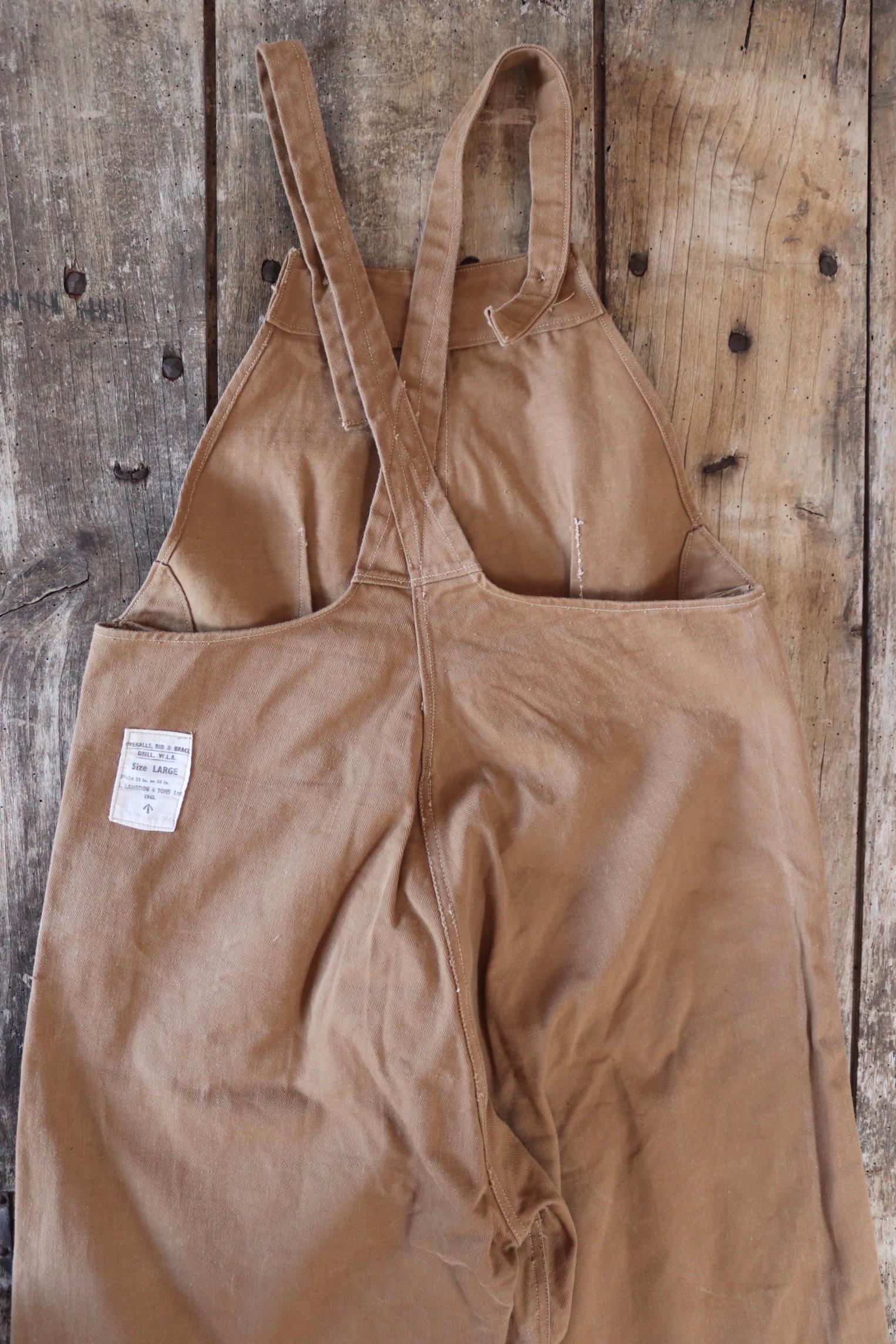 Vintage 1940s Women’s Land Army workwear overalls - land girl dungarees - bib and brace - 32” x 29”