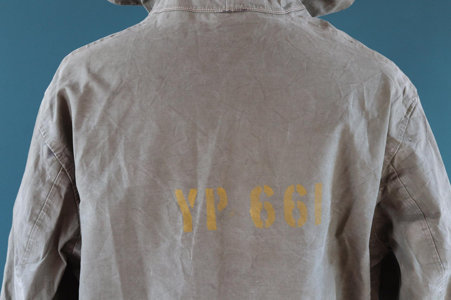 Vintage 1940s US Navy foul weather smock - USN stencilled deck jacket - military parka - 50” chest