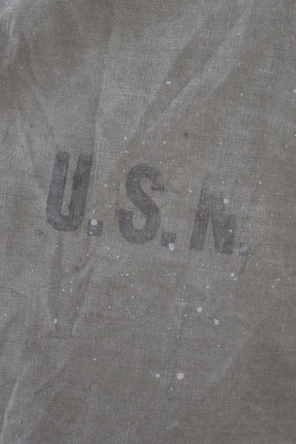 Vintage 1940s US Navy foul weather smock - USN stencilled deck jacket - military parka - 50” chest