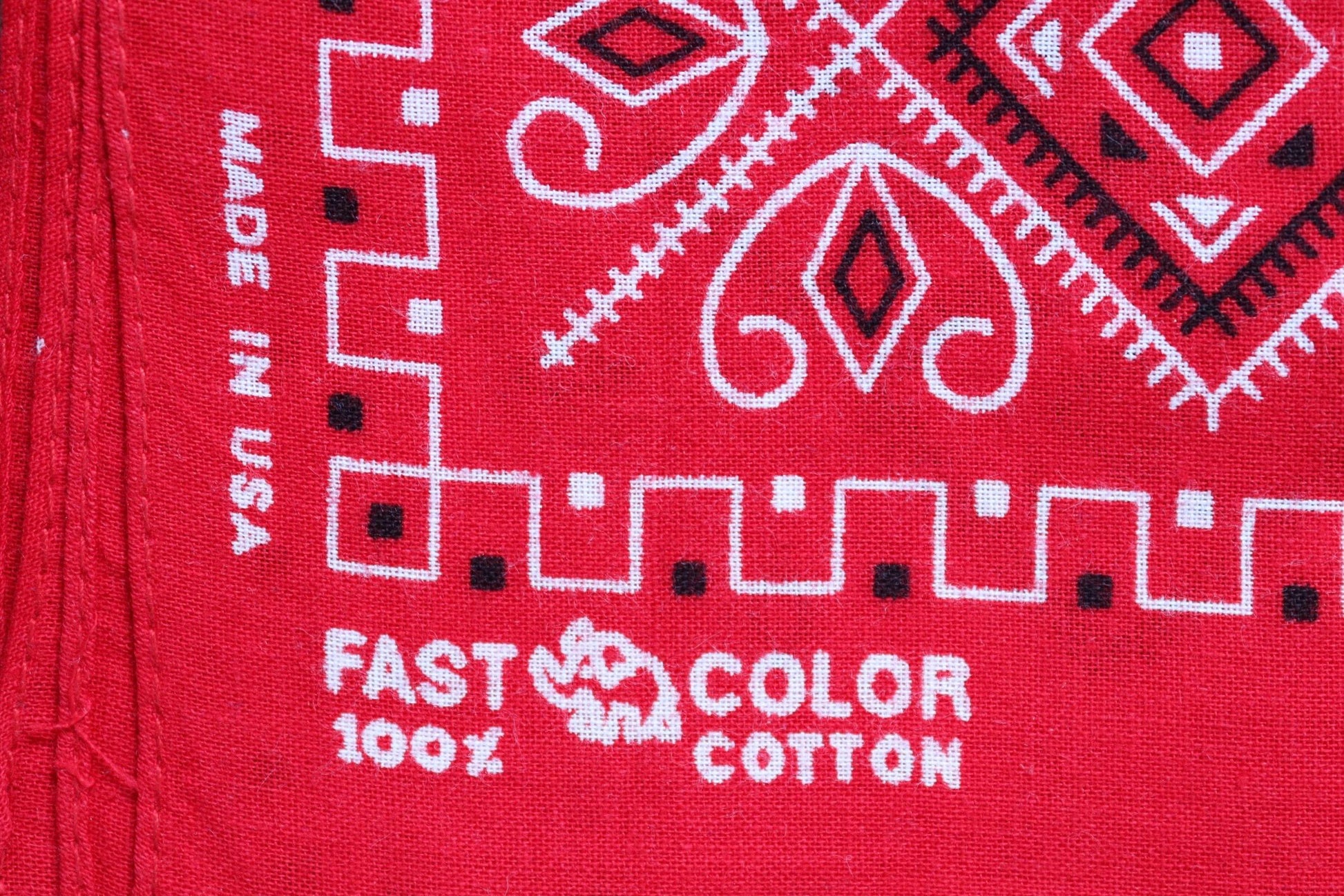 Vintage 1960s red cotton bandana - trunk up Elephant brand - colourfast neckerchief - squash blossom design - Davis and Catterall