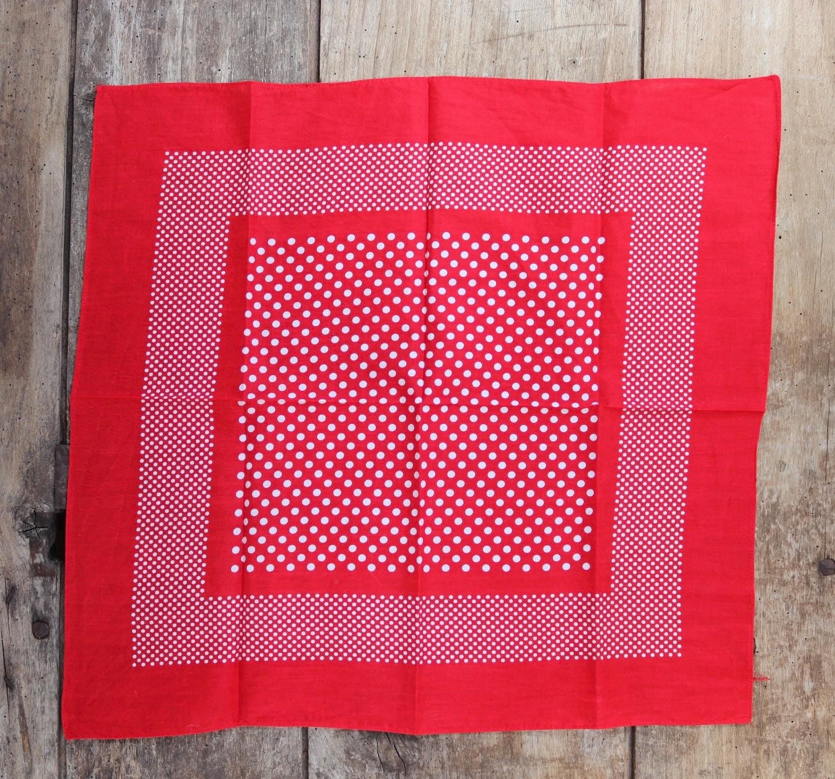 Vintage red spotted bandana - spotty hanky - pocket square - workwear neckerchief