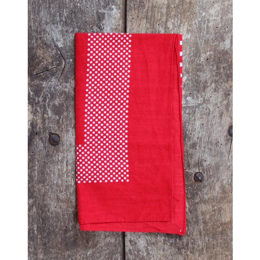 Vintage red spotted bandana - spotty hanky - pocket square - workwear neckerchief