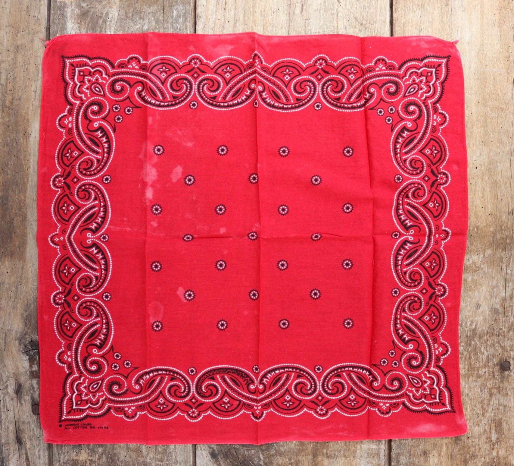 Vintage red workwear bandana - pocket square - western neckerchief