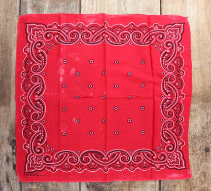 Vintage red workwear bandana - pocket square - western neckerchief