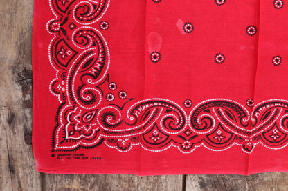 Vintage red workwear bandana - pocket square - western neckerchief